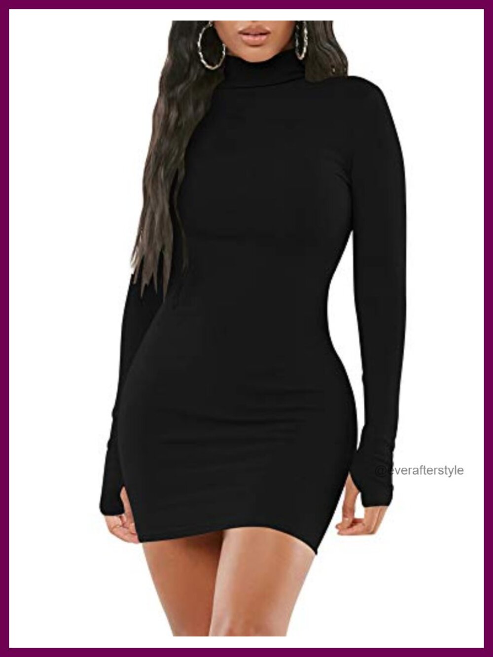 Turtleneck Long Sleeve Bodycon Mini Dress Polyester Spandex Stretch Club Party